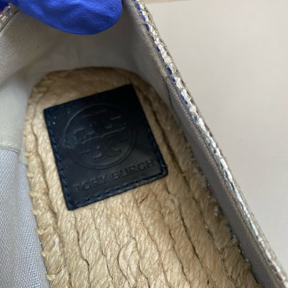 Tory Burch Metallic Silver and Black Espadrilles - Picture 3 of 6